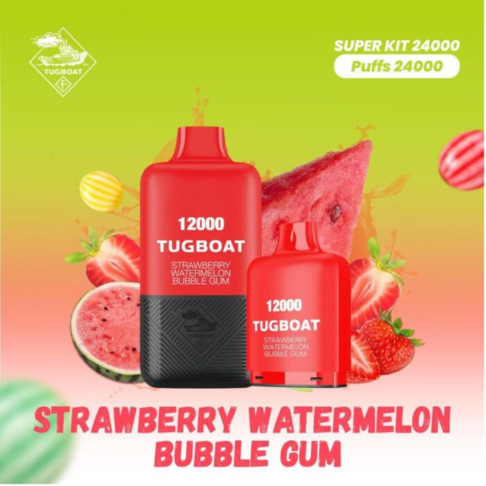 Tugboat T12000 Strawberry Watermelon Bubble Gum 12,000 Puffs Disposable Vape